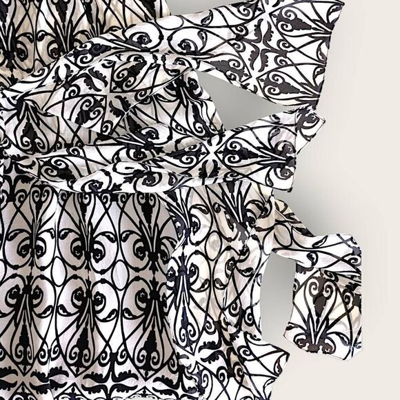 Talbots Skirt Womens Sz 14 Petite Silk Blk White Layers Streamers Chiffon Vtg 90 - Picture 8 of 12